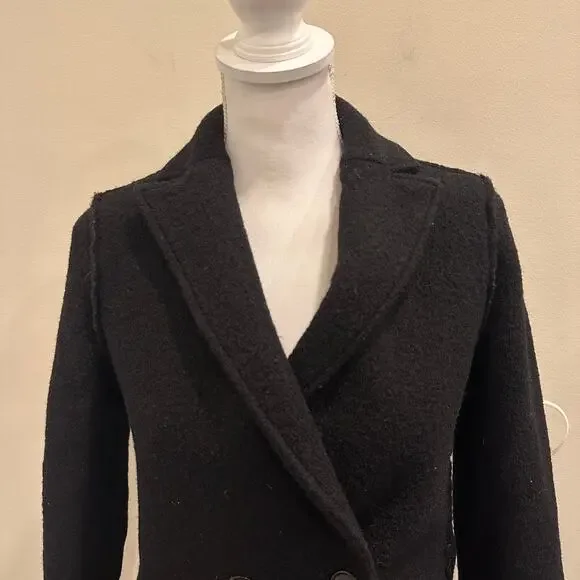 J. Crew Black Daphne Italian Boiled Wool Top Coat Sz 2 Old Money Preppy Heritage - Picture 5 of 12